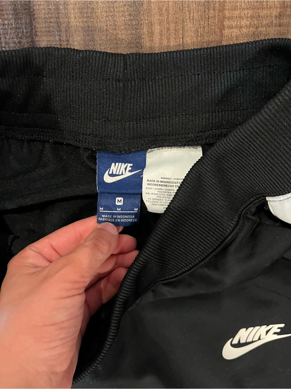 Nike Black Track Joggers with White Side Stripes - Picture 3 of 3